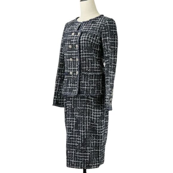 Chanel Coco Mark Button Tweed Jacket Skirt Setup Suit P47857 P47766 Size 34 - Picture 2 of 16